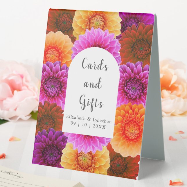 Dahlia Autumn Floral Wedding Tischaufsteller (In Situ (Hochzeit))