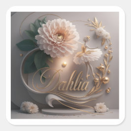 Dahlia-Ballett-Blüten-Blumenkunst-Design Quadratischer Aufkleber