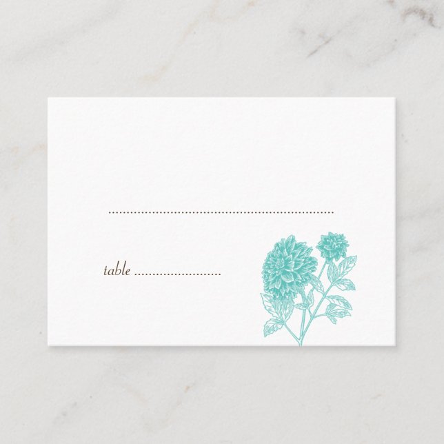 Dahlia bleu mariage escorte carte de place assise (Devant)