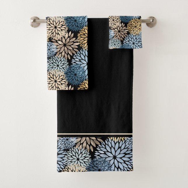Dahlia Bleu Or motif floral (En situation)