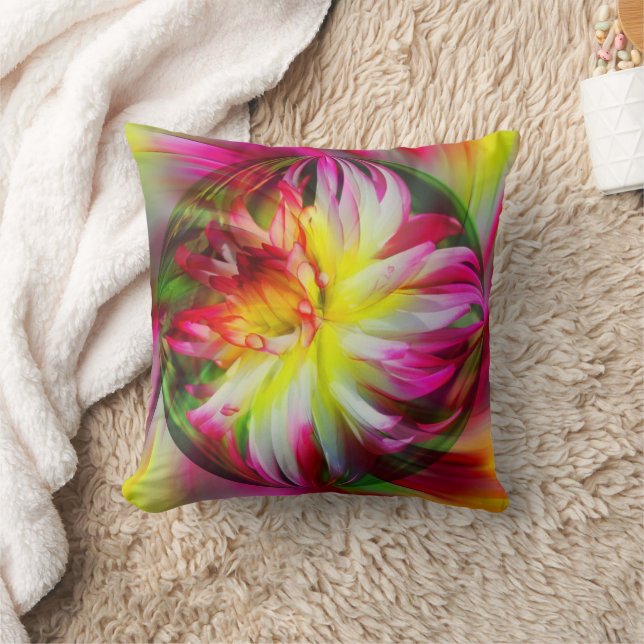 Dahlia Blume Abstrakt Art Kissen (Decke)
