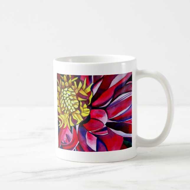 Dahlia Blume abstrakte Blume Kaffeetasse (Rechts)