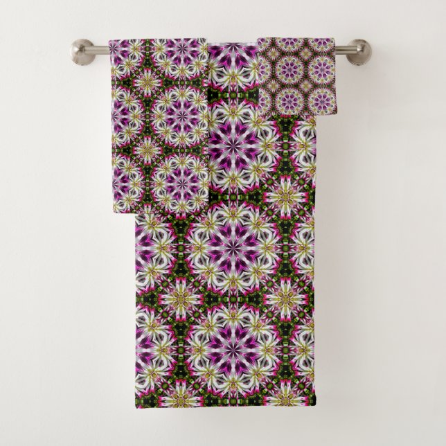 Dahlia Blume Abstraktes Muster      Badhandtuch Set (Insitu)
