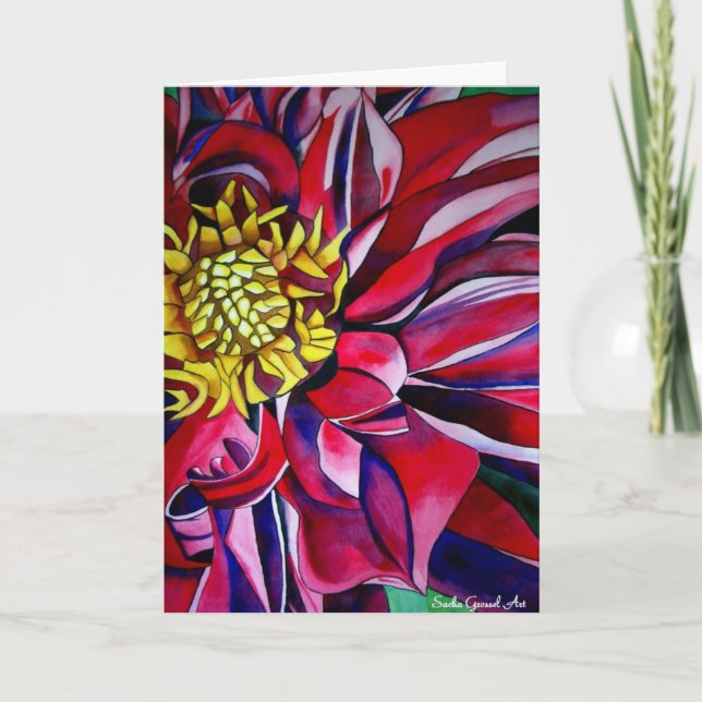 Dahlia Blume Aquarell Art Magazine Karte (Vorderseite)