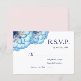 Dahlia Blume Blauen Rosa Blumenhochzeit RSVP Einladung