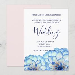 Dahlia Blume Blauen Rosa Hochzeit Einladung