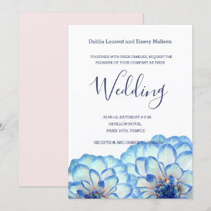 Dahlia Blume Blauen Rosa Hochzeit Einladung