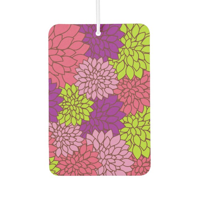 Dahlia-Blume, farbenfrohe Blume, Blumenmuster Autolufterfrischer (Vorderseite)