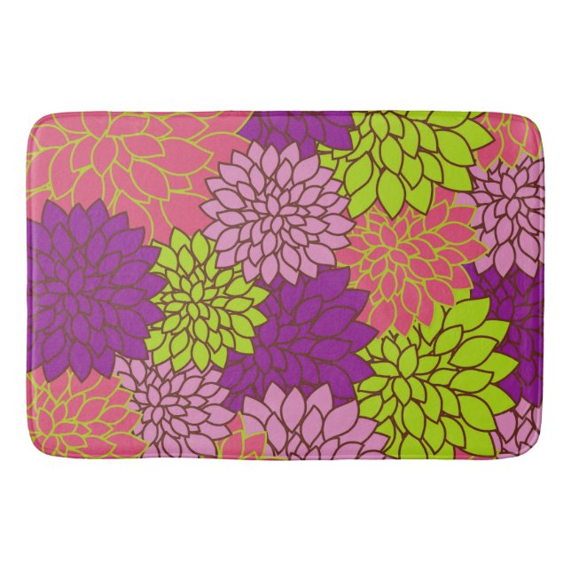Dahlia-Blume, farbenfrohe Blume, Blumenmuster Badematte (Vorderseite)