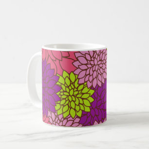 Dahlia-Blume, farbenfrohe Blume, Blumenmuster Kaffeetasse