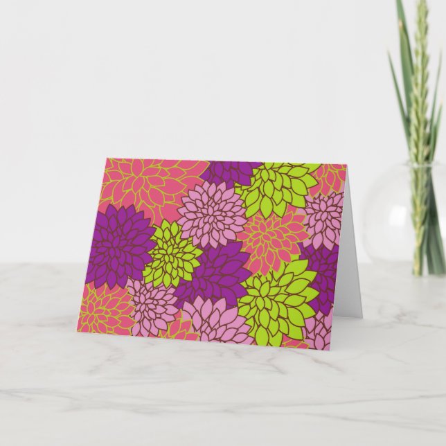 Dahlia-Blume, farbenfrohe Blume, Blumenmuster Karte (Vorderseite)