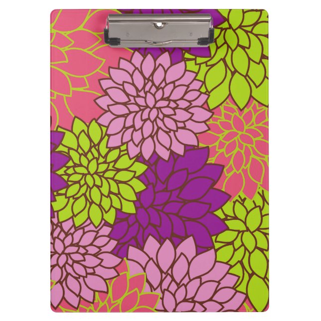 Dahlia-Blume, farbenfrohe Blume, Blumenmuster Klemmbrett (Vorderseite)