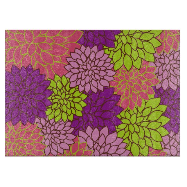 Dahlia-Blume, farbenfrohe Blume, Blumenmuster Schneidebrett (Vorderseite)