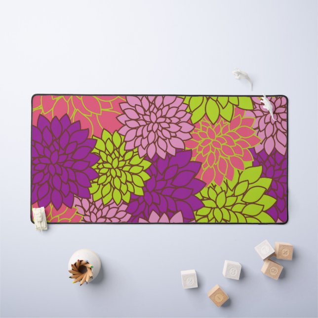 Dahlia-Blume, farbenfrohe Blume, Blumenmuster Schreibtischunterlage (Kindertisch)