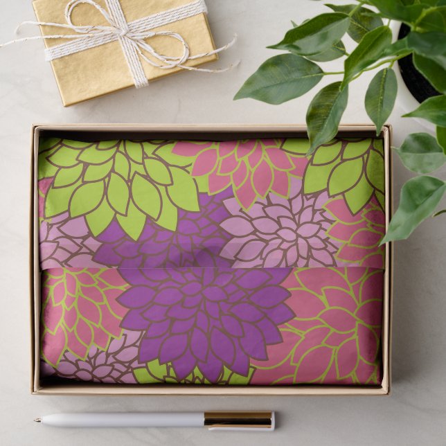 Dahlia-Blume, farbenfrohe Blume, Blumenmuster Seidenpapier (Geschenk)