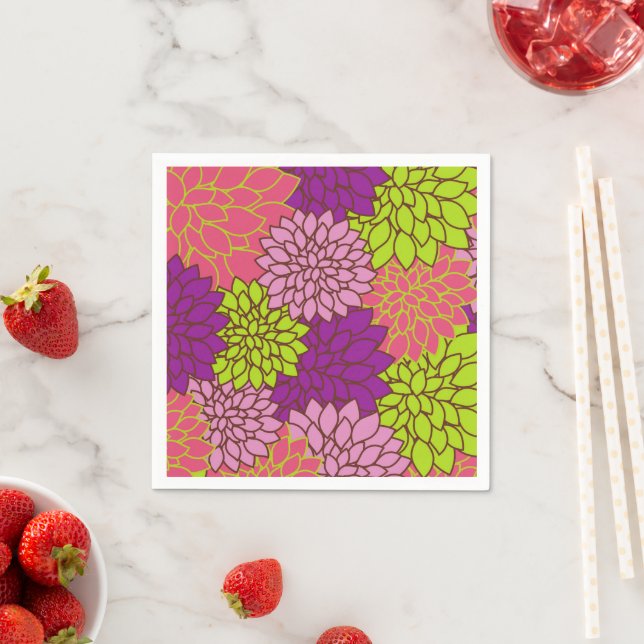 Dahlia-Blume, farbenfrohe Blume, Blumenmuster Serviette (Beispiel)