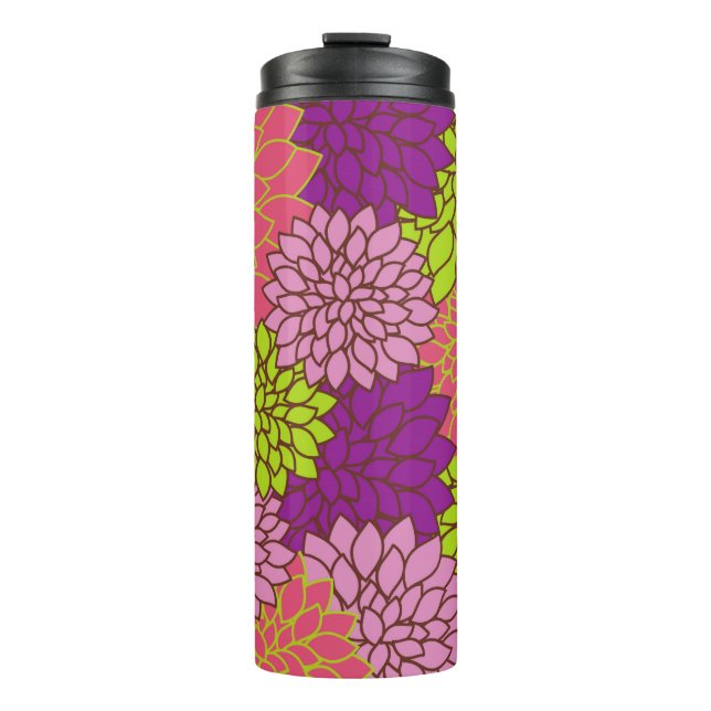 Dahlia-Blume, farbenfrohe Blume, Blumenmuster Thermosbecher (Vorderseite)
