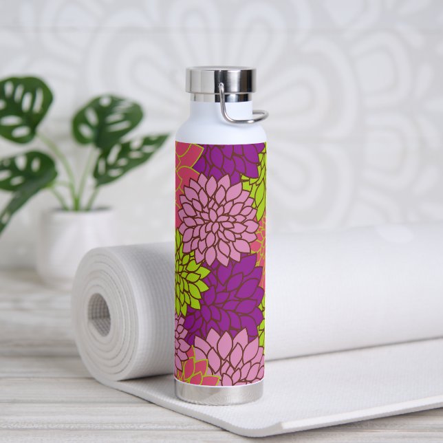 Dahlia-Blume, farbenfrohe Blume, Blumenmuster Trinkflasche (Yoga)