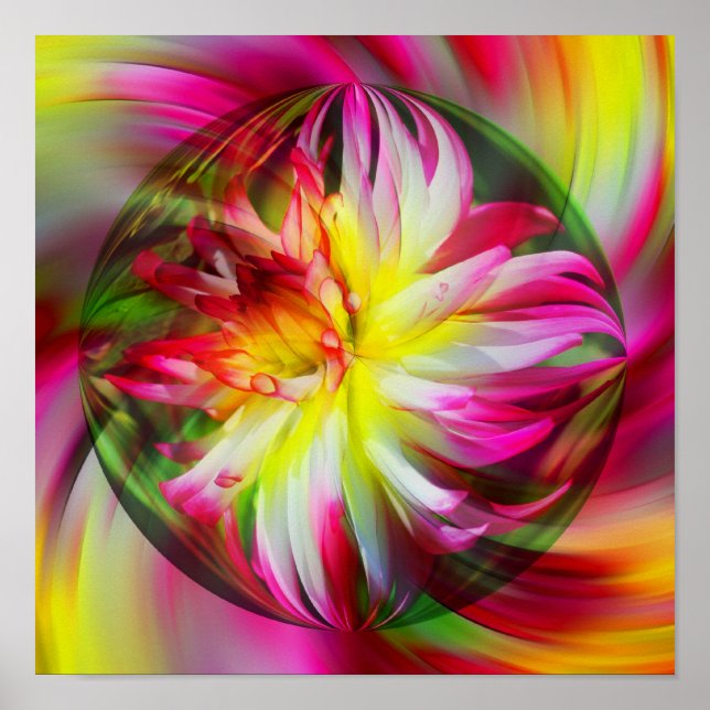 Dahlia Blume Floral Abstrakt Art Poster (Vorne)