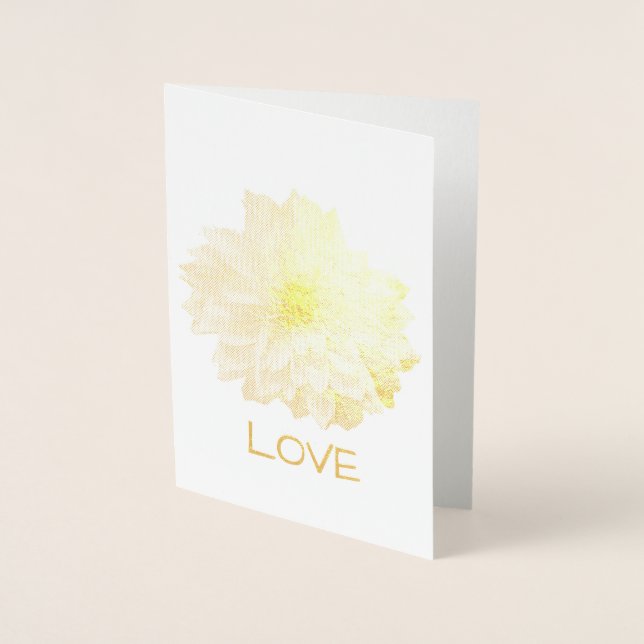 DAHLIA BLUME GOLD LEAF KARTE. Einblenden Folienkarte (Vorderseite)