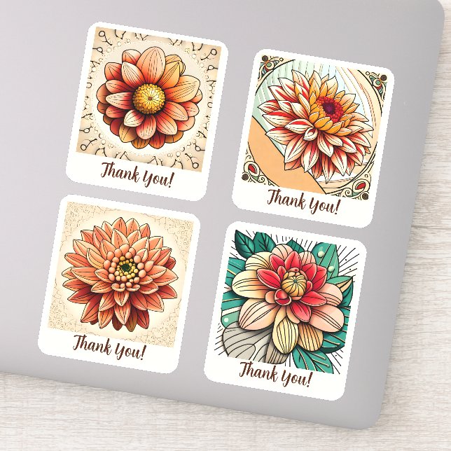 Dahlia Blume Groovy Retro Personalisiert Aufkleber (Detail)