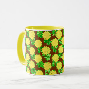 Dahlia-Blume in Gelb und Schokolade Tasse