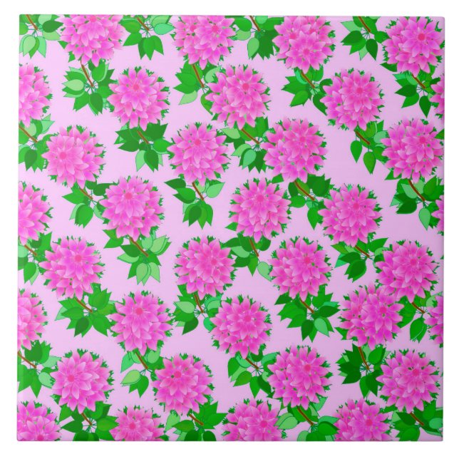 Dahlia-Blume in tiefrosa Fliese (Vorderseite)