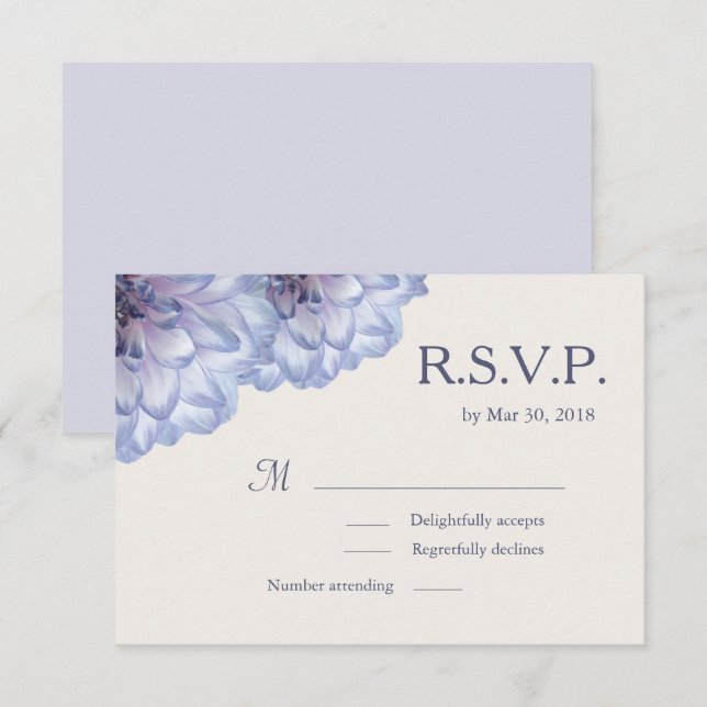 Dahlia Blume lilac ivory blumenehe RSVP Einladung (Vorne/Hinten)