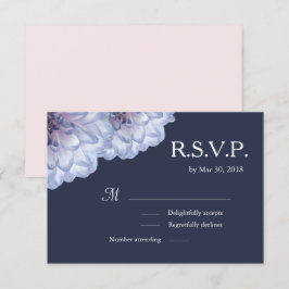 Dahlia Blume lilac marineblau Blütenhochzeit RSVP Einladung