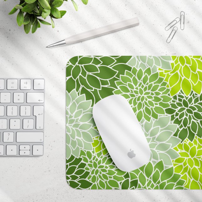 Dahlia-Blume, Muster von Blume, grüner Dahlia Mousepad (Von Creator hochgeladen)