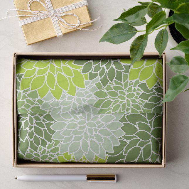 Dahlia-Blume, Muster von Blume, grüner Dahlia Seidenpapier (Geschenk)