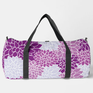 Dahlia-Blume, Muster von Blume, Lila Dahlia Duffle Bag