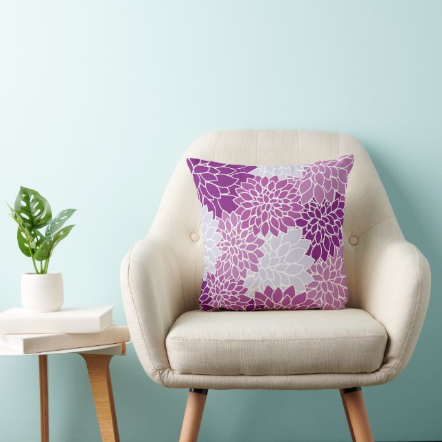 Dahlia-Blume, Muster von Blume, Lila Dahlia Kissen (Stuhl )
