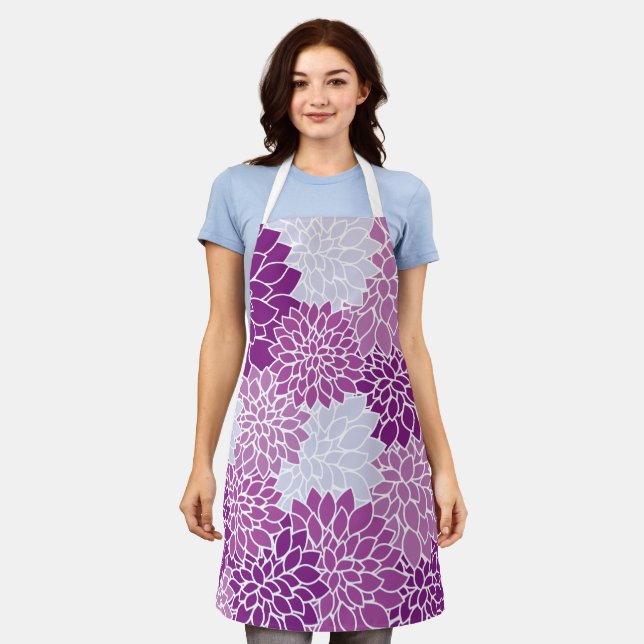 Dahlia-Blume, Muster von Blume, Lila Dahlia Schürze (Getragen)