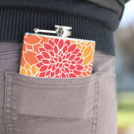 Dahlia-Blume, Muster von Blume, Orange Dahlia Flachmann