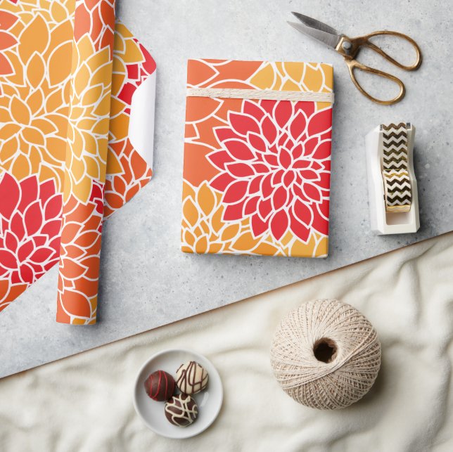 Dahlia-Blume, Muster von Blume, Orange Dahlia Geschenkpapier (Kunsthandwerk)