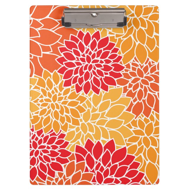 Dahlia-Blume, Muster von Blume, Orange Dahlia Klemmbrett (Vorderseite)