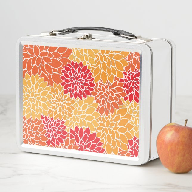 Dahlia-Blume, Muster von Blume, Orange Dahlia Metall Brotdose (Beispiel)