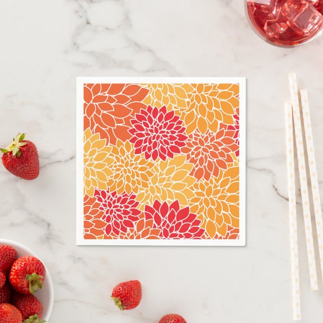 Dahlia-Blume, Muster von Blume, Orange Dahlia Serviette (Beispiel)