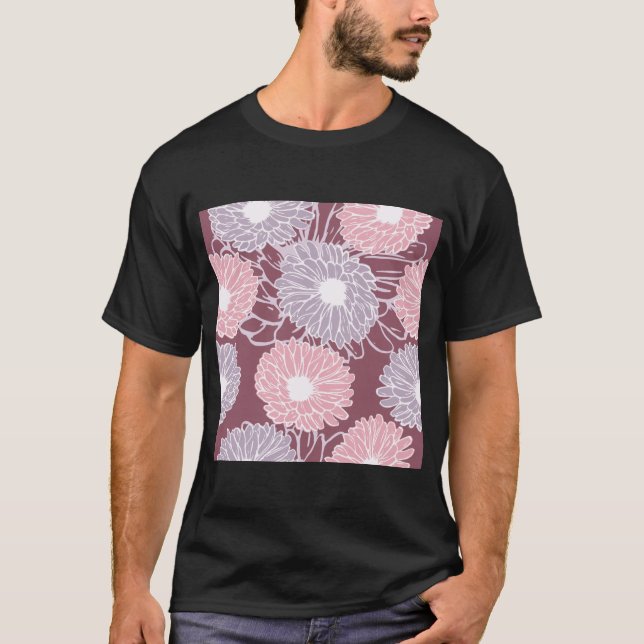 Dahlia Blume nahtlos Muster werfen Kissen T-Shirt (Vorderseite)