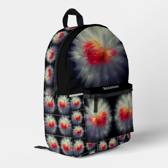 Dahlia Blume Personalisiert Bedruckter Rucksack (Rückseitige Ecke links)