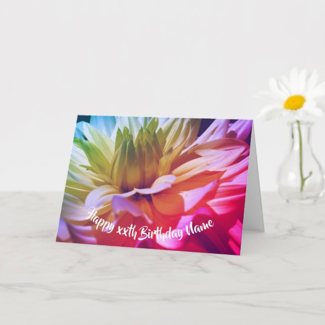 Dahlia Blume Petals Personalisiert Geburtstag Karte (Kleine Pflanze)