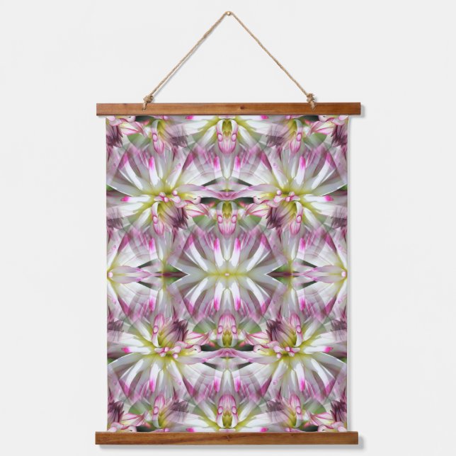 Dahlia Blume Power Abstrakte Natur Wandteppich Mit Holzrahmen (Vorderseite)
