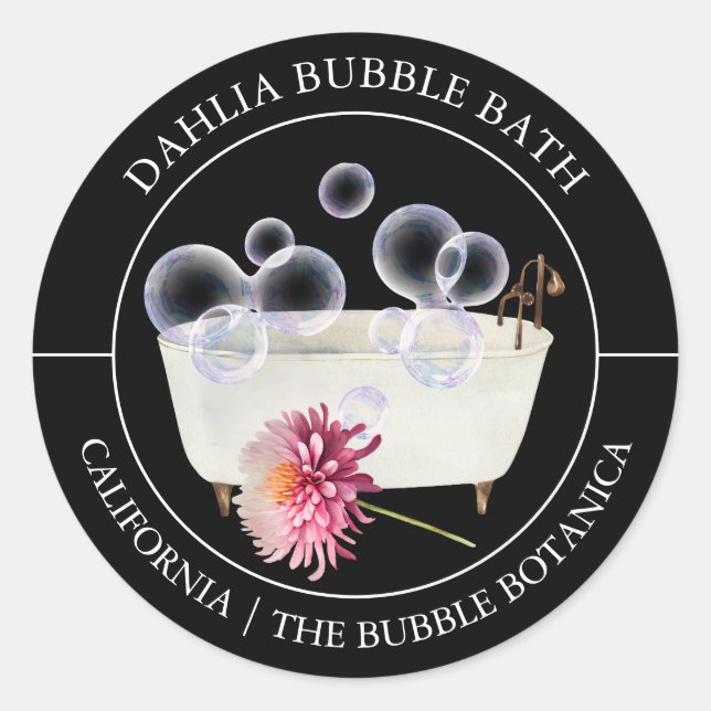 Dahlia Bubble Bath-Label Runder Aufkleber (Vorderseite)