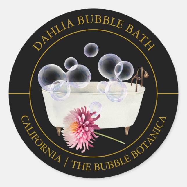Dahlia Bubble Bath-Label Runder Aufkleber (Vorderseite)