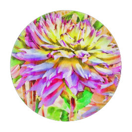 Dahlia Digital Artwork 12" Round Cutting Board Schneidebrett