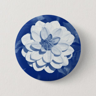 Dahlia - Digital Cyanotype Button