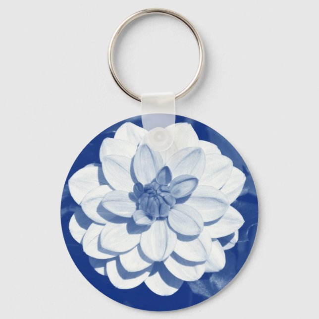 Dahlia - Digital Cyanotype Schlüsselanhänger (Vorderseite)