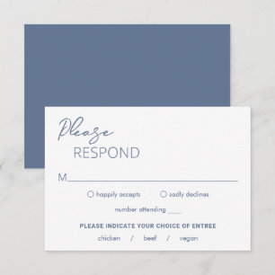 Dahlia Dusty Blue Moderne Hochzeit RSVP Karte