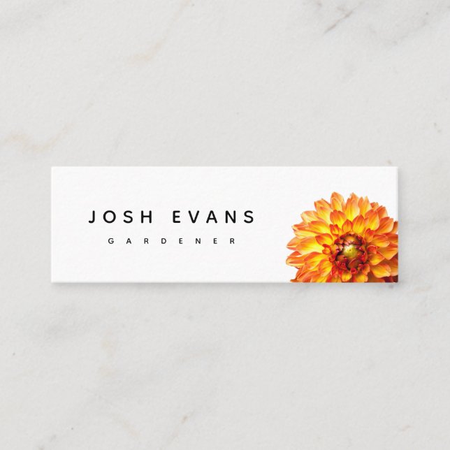 Dahlia Floral Minimalistisch Mini Business Card Mini Visitenkarte (Vorderseite)